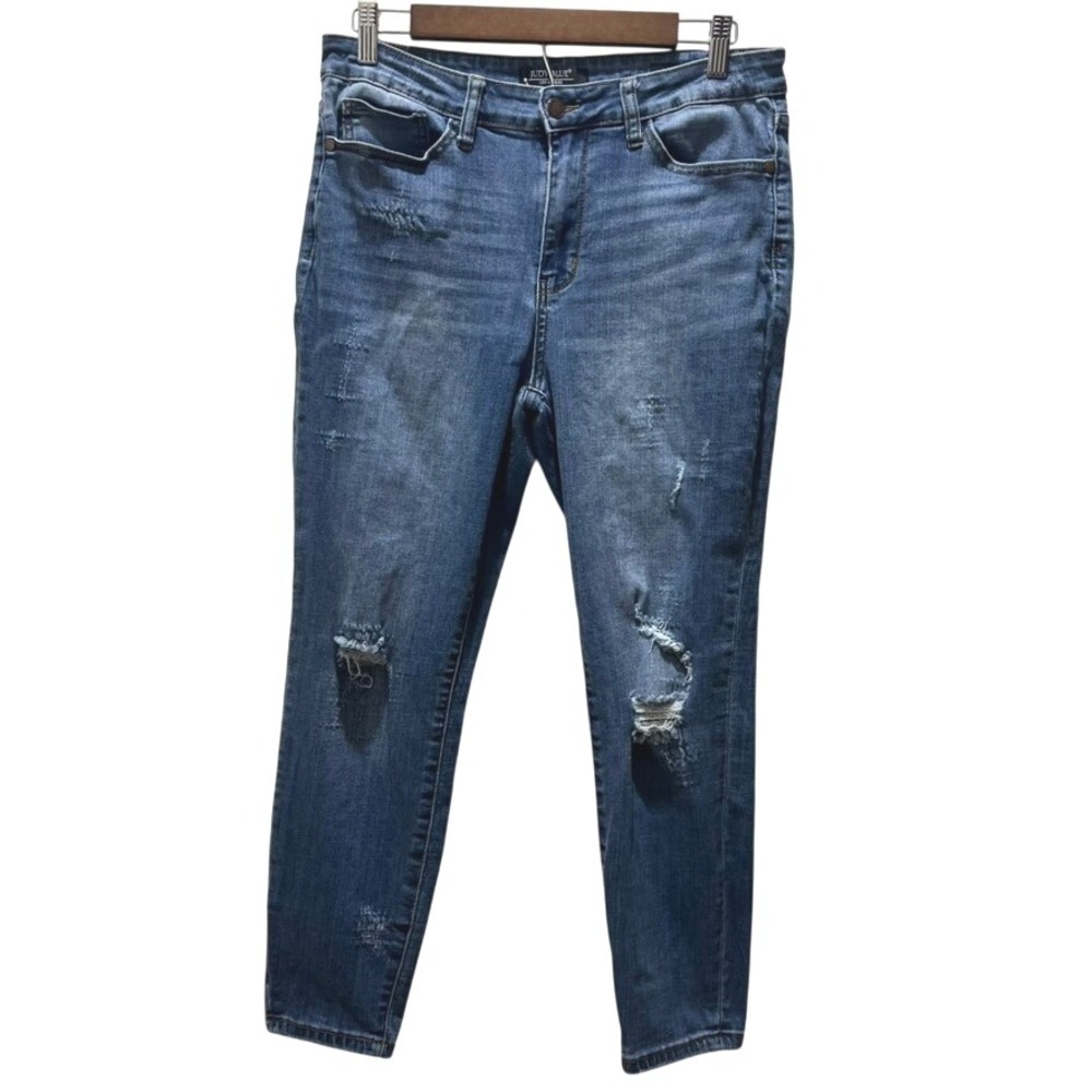 Judy Blue Relaxed Fit Distressed Jeans Women's Size 32 Blue Denim Style JB1271DK